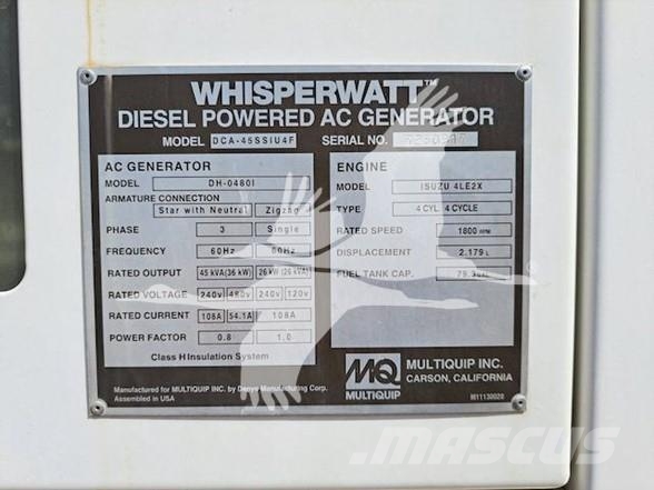 MultiQuip WHISPERWATT DCA45SSIU4F Gas Generators