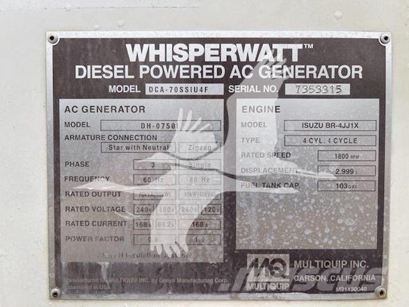 MultiQuip WHISPERWATT DCA70SSIU4F Gas Generators