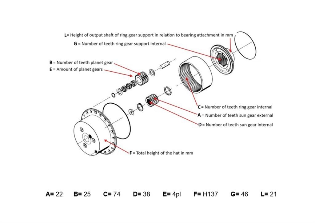 Grove AT 633 planetary gear 22-25-74-38-4pl-H137-46 Osovine