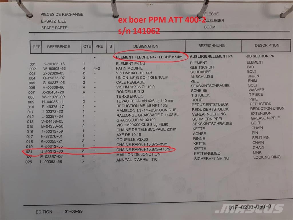 PPM 400 ATT telescopic head section 3 起重机配件设备