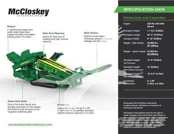 McCloskey R230 Crible