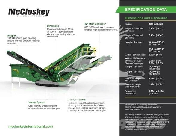 McCloskey S190 3D Сортировочные установки