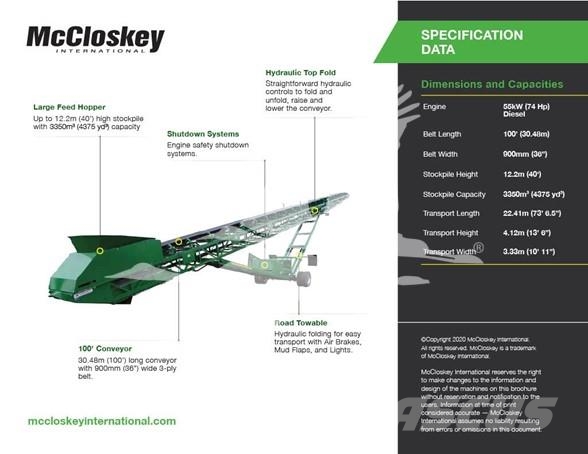 McCloskey ST100 Cintas transportadoras
