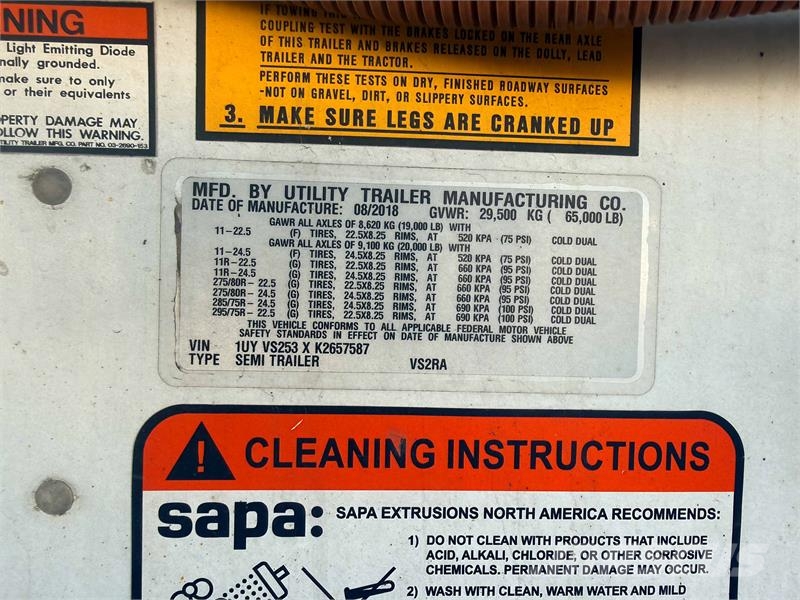 Utility VS2RA نصف مقطورات بدرجة حرارة قابلة للضبط