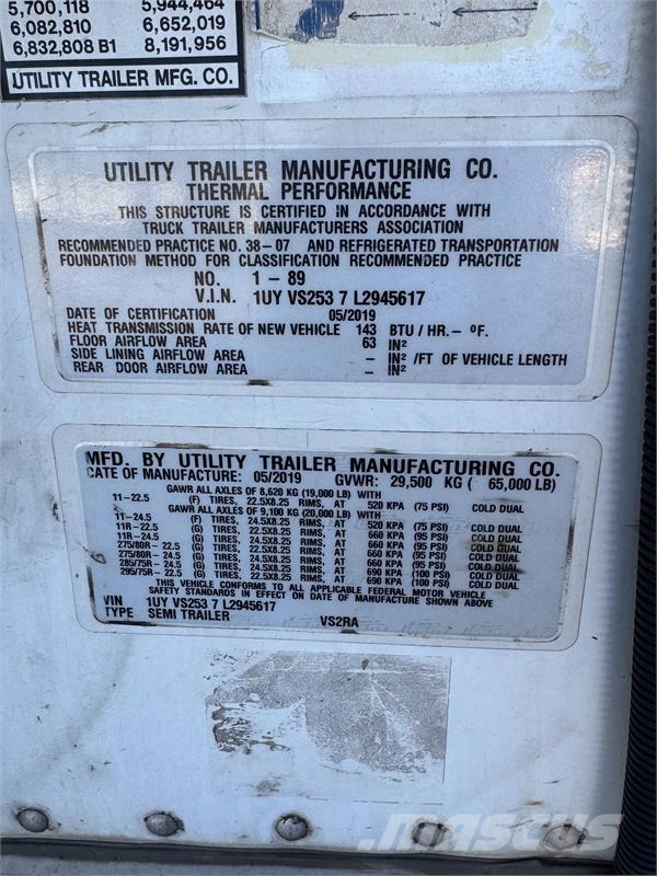 Utility VS2RA نصف مقطورات بدرجة حرارة قابلة للضبط