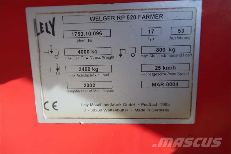 Welger RP 520 Farmer محزمات مستديرة