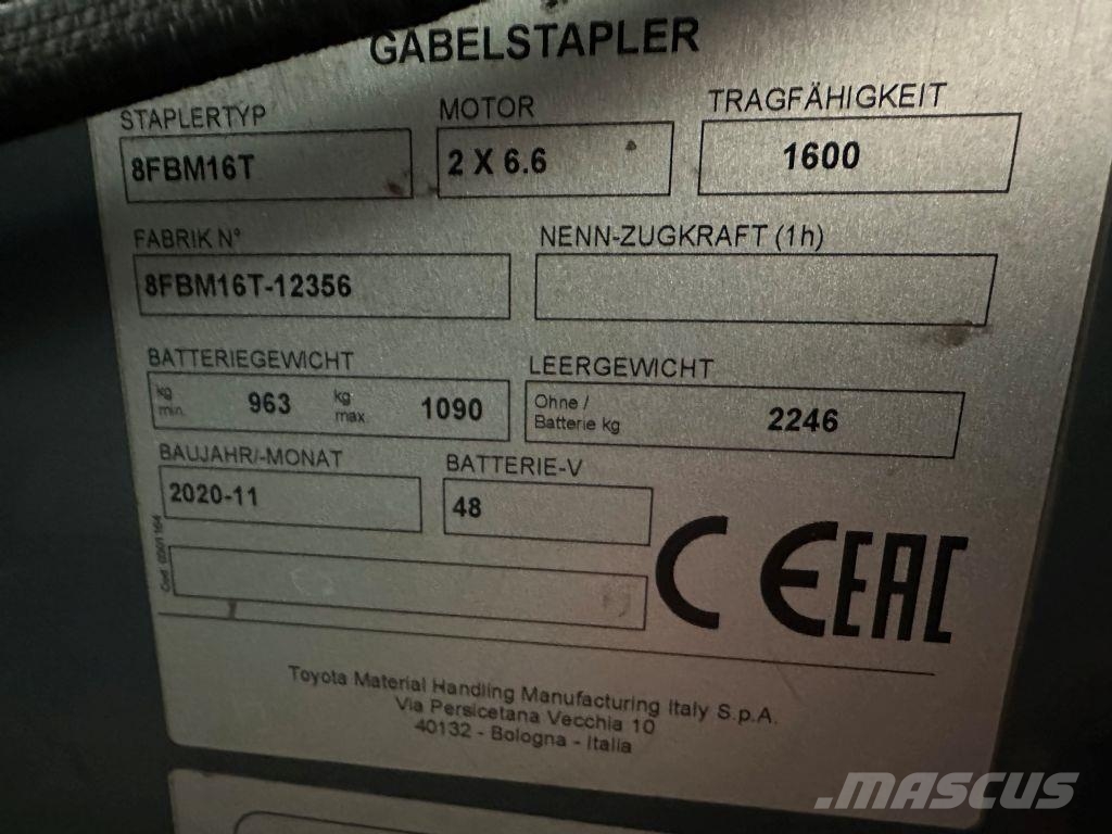 Toyota 8FBM16T - FREIHUB-MAST !!! Akumulátorové vozíky