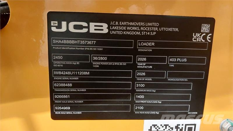JCB 403 Plus Agri Minilæsser - knækstyret