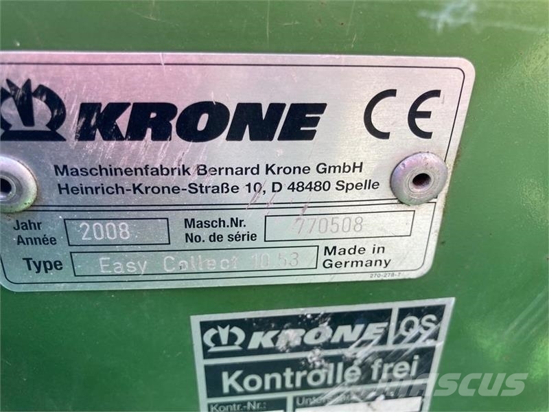 Krone Easycollect 1053 Šieno ir pašarų ruošimo mašinų priedai