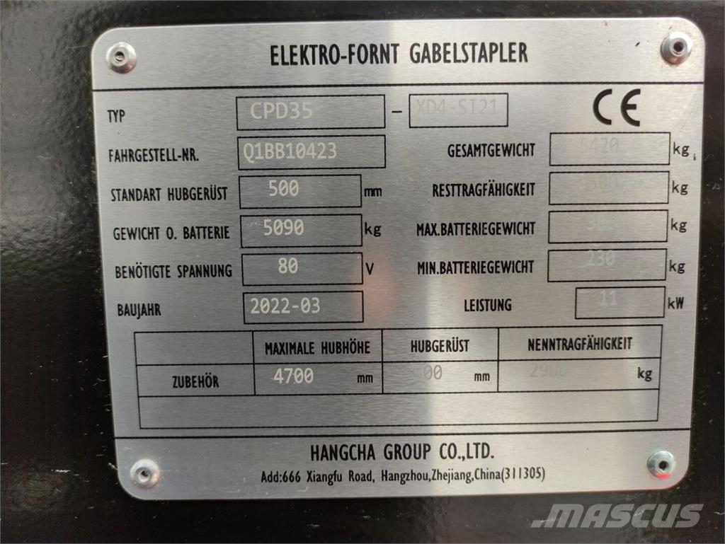Hangcha CPD35-XD4-ST21 Carretillas de horquilla eléctrica