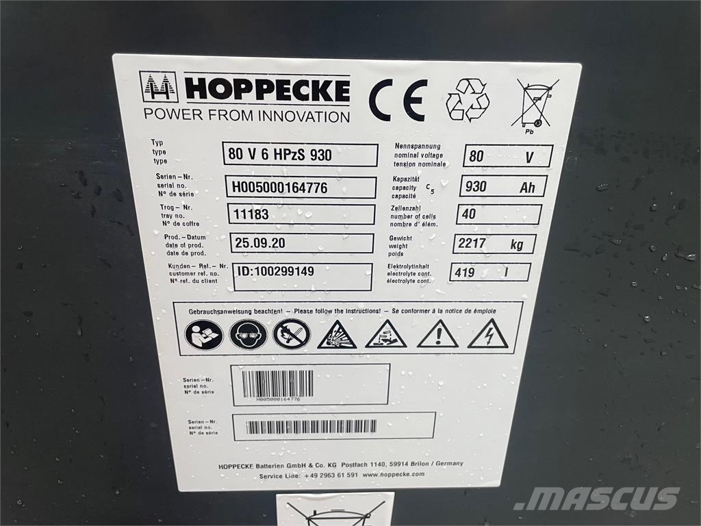 Hoppecke 80V 6 HPZS 930 Viličari - ostalo
