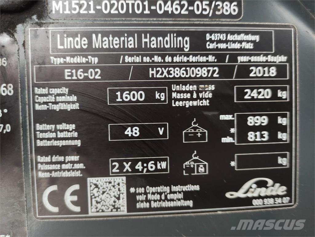Linde E16-02-386-EVO Електронавантажувачі