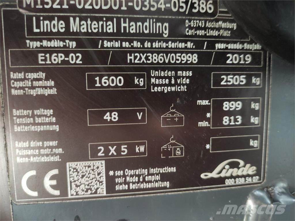 Linde E16P-02/386 EVO Akumulátorové vozíky