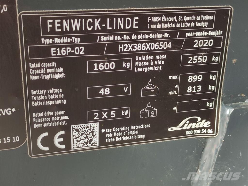 Linde E16P-02/386 EVO Električni viljuškari