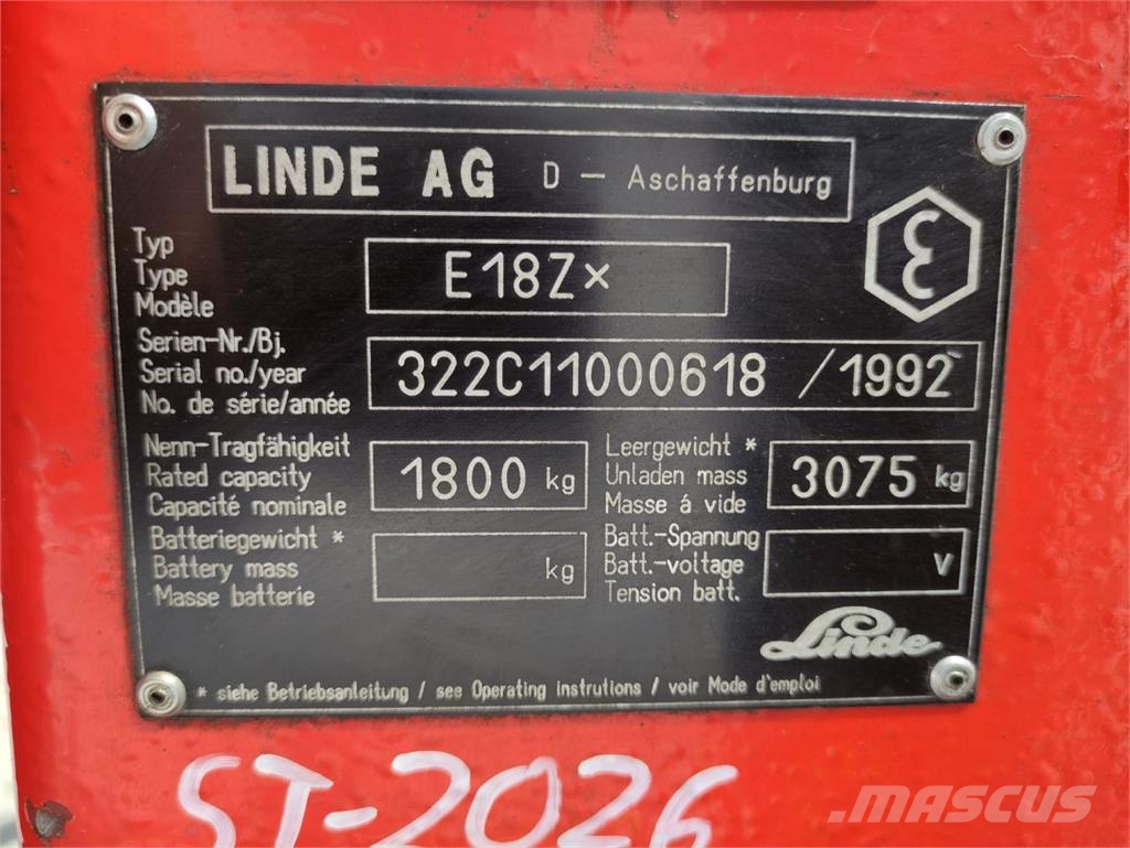 Linde E18 Z Elektrische heftrucks