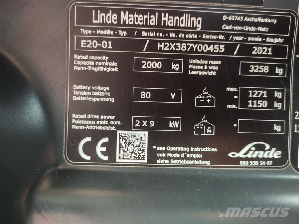 Linde E20-01/387 Akumulátorové vozíky