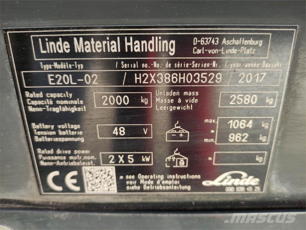 Linde E20L-02-386 电动叉车
