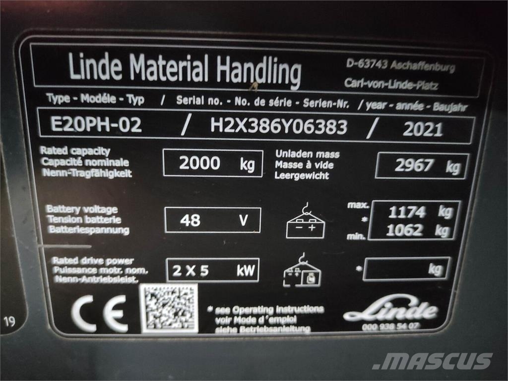 Linde E20PH-02-386-EVO 电动叉车