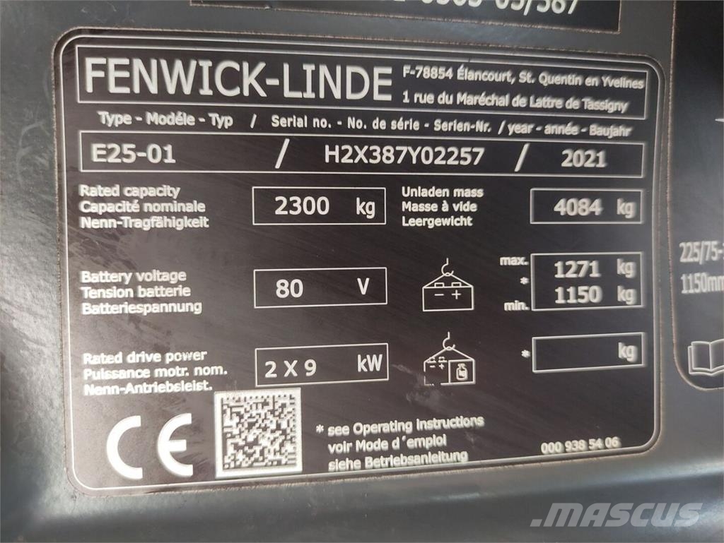 Linde E25-01/387 Električni viljuškari