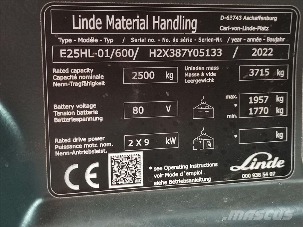 Linde E25HL-01/600/387 Электропогрузчики