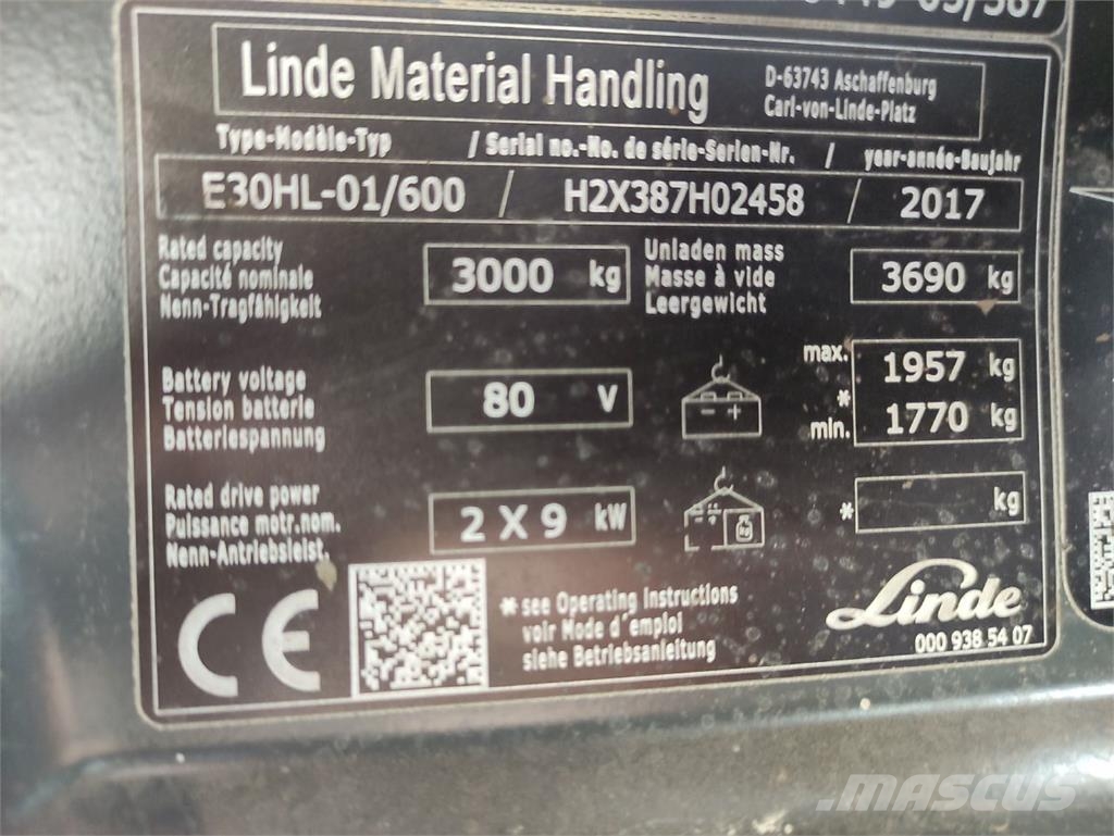 Linde E30HL-01/600-387 Electric forklifts