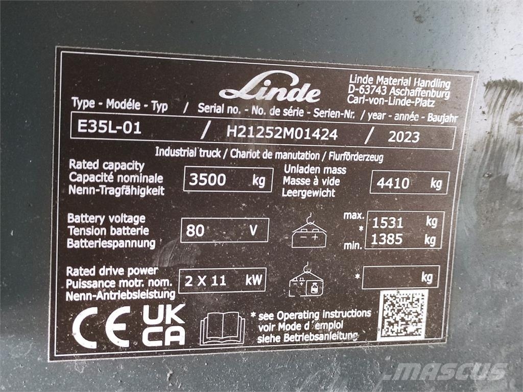 Linde E35L-01/1252 (Lack und SE-Bereifung NEU) Chariots élévateurs électriques
