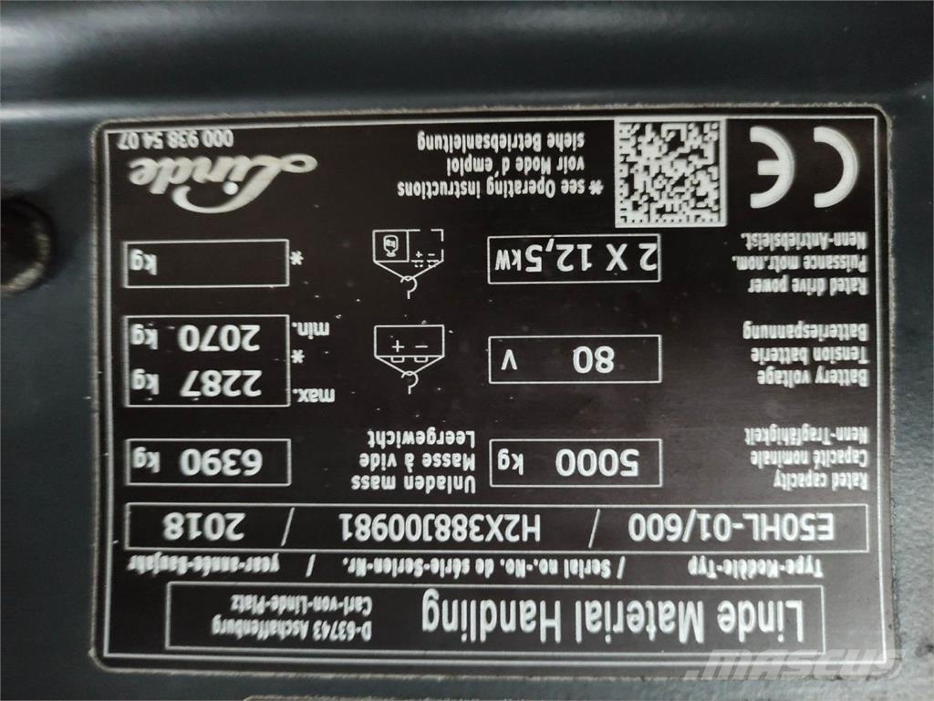 Linde E50HL-01-600 电动叉车