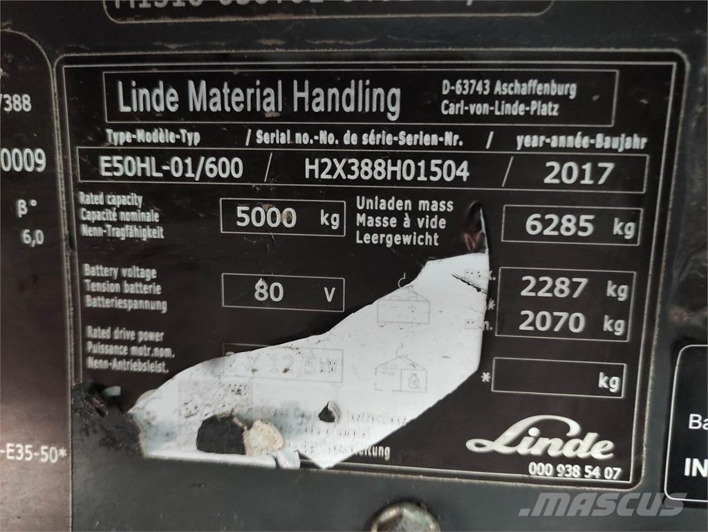 Linde E50HL-01/600-388 Električni viljuškari