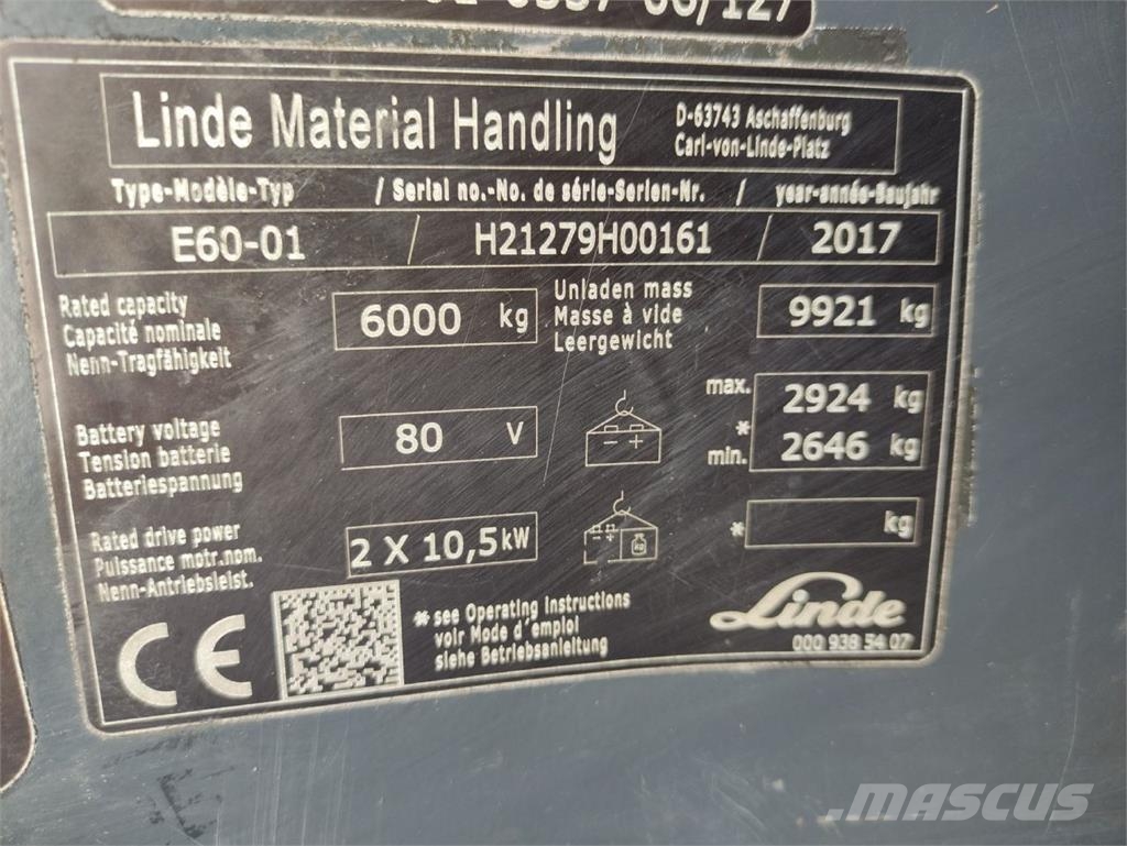 Linde E60-01/1279 Elektromos targoncák