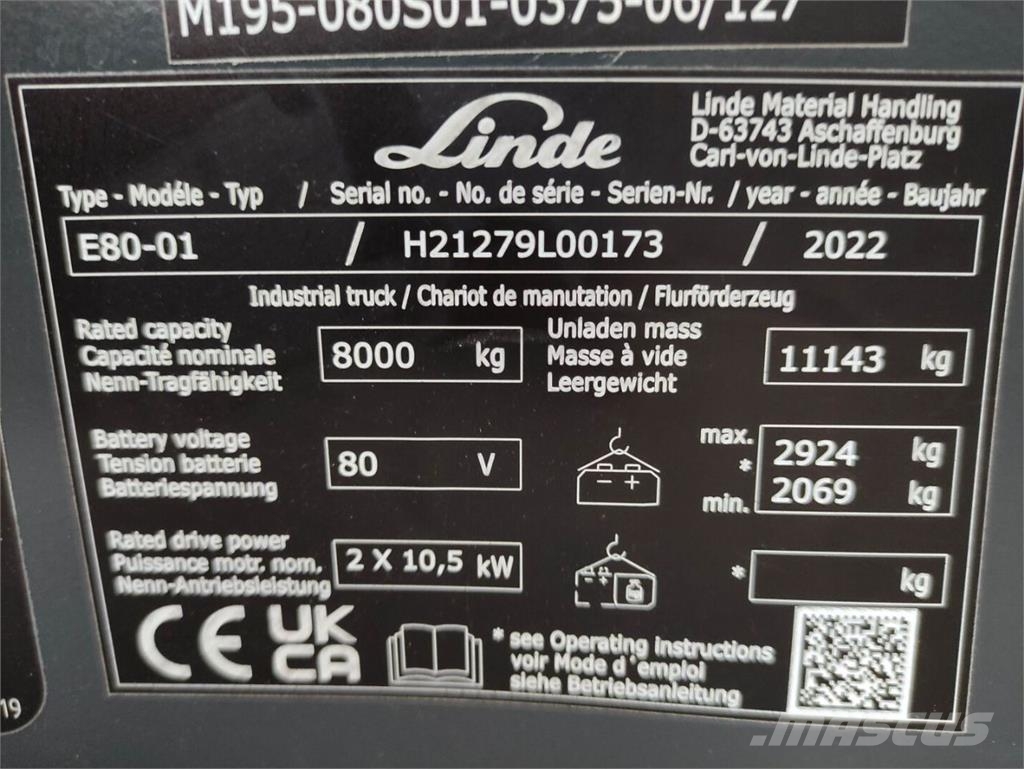 Linde E80-01-1279 Elektromos targoncák