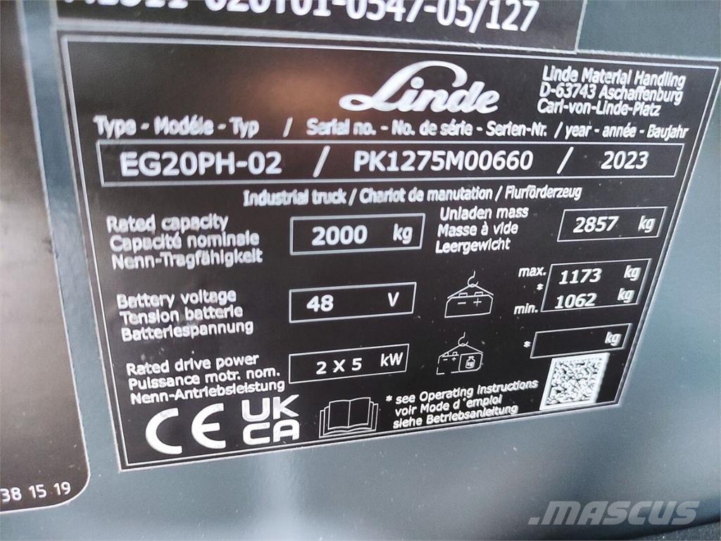 Linde EG20PH-02/1275 Elektrische heftrucks