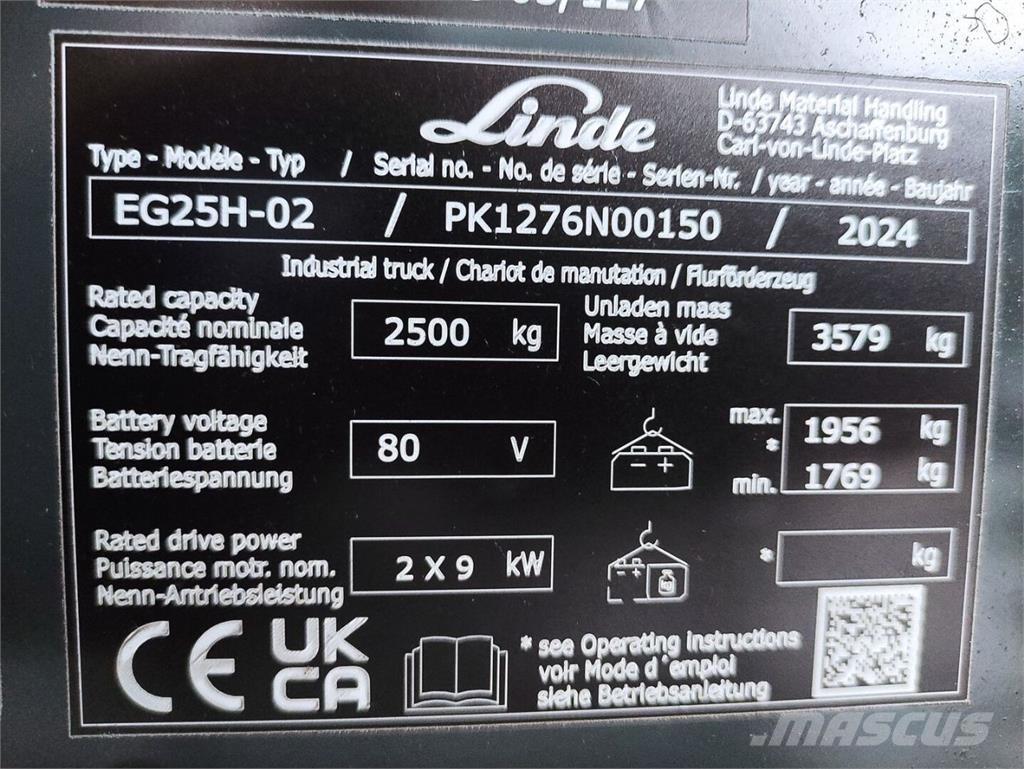 Linde EG25H-02/1276 Elektrische heftrucks
