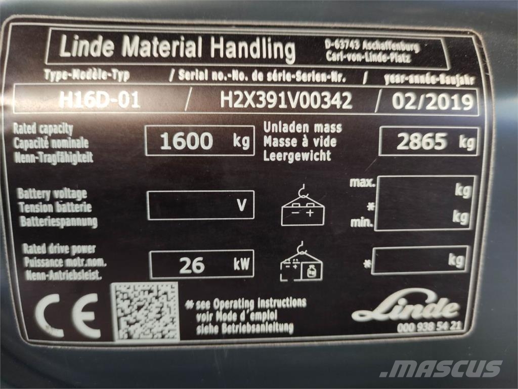 Linde H16D-01-391 EVO Diesel forklifts