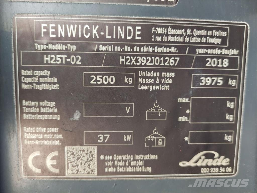 Linde H25T-02/392 EVO LPG forklifts