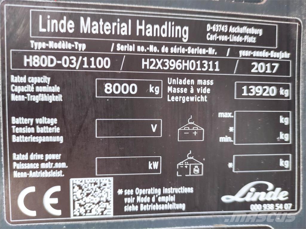 Linde H80D-03/1100-396 EVO (LACK, UVV & KDD NEU) Diesel forklifts