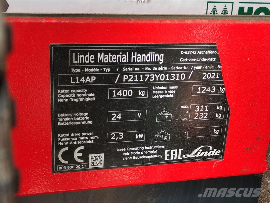 Linde L14 APi -1173 Ručne vedené vysokozdvižné vozíky