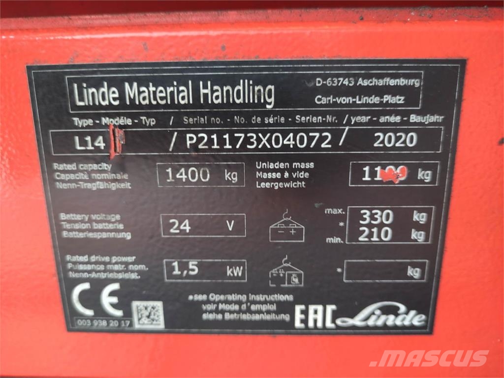 Linde L14i-1173 ウォーキンフォークリフト