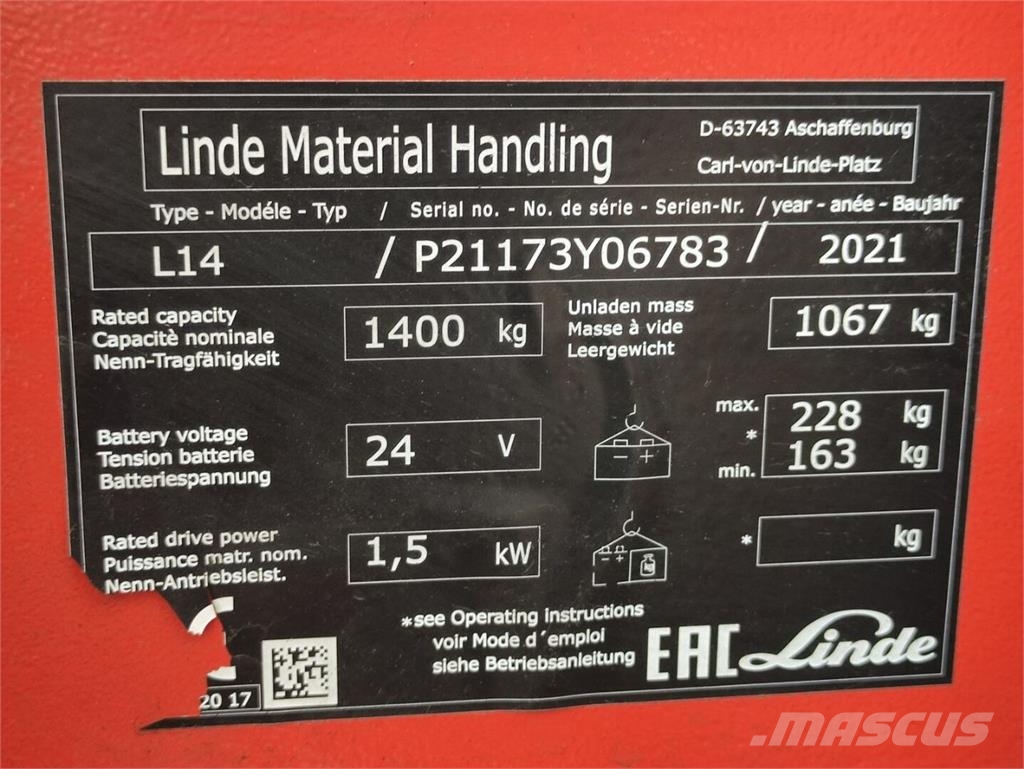 Linde L14i-1173 ウォーキンフォークリフト