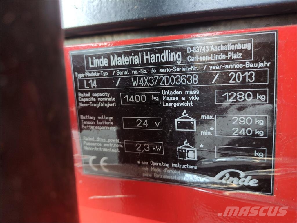 Linde L14i/372 Meeloop stapelaar