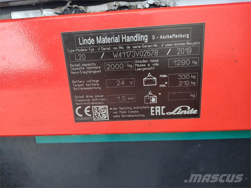 Linde L20-1173 Gyalogkíséretű targonca