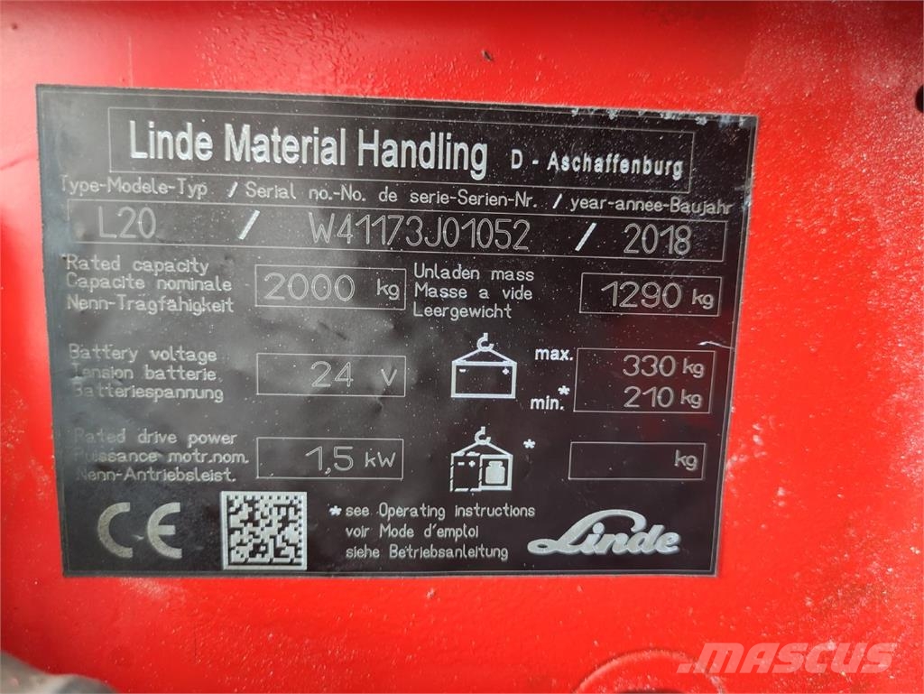 Linde L20i/1173 (Lack neu) ウォーキンフォークリフト