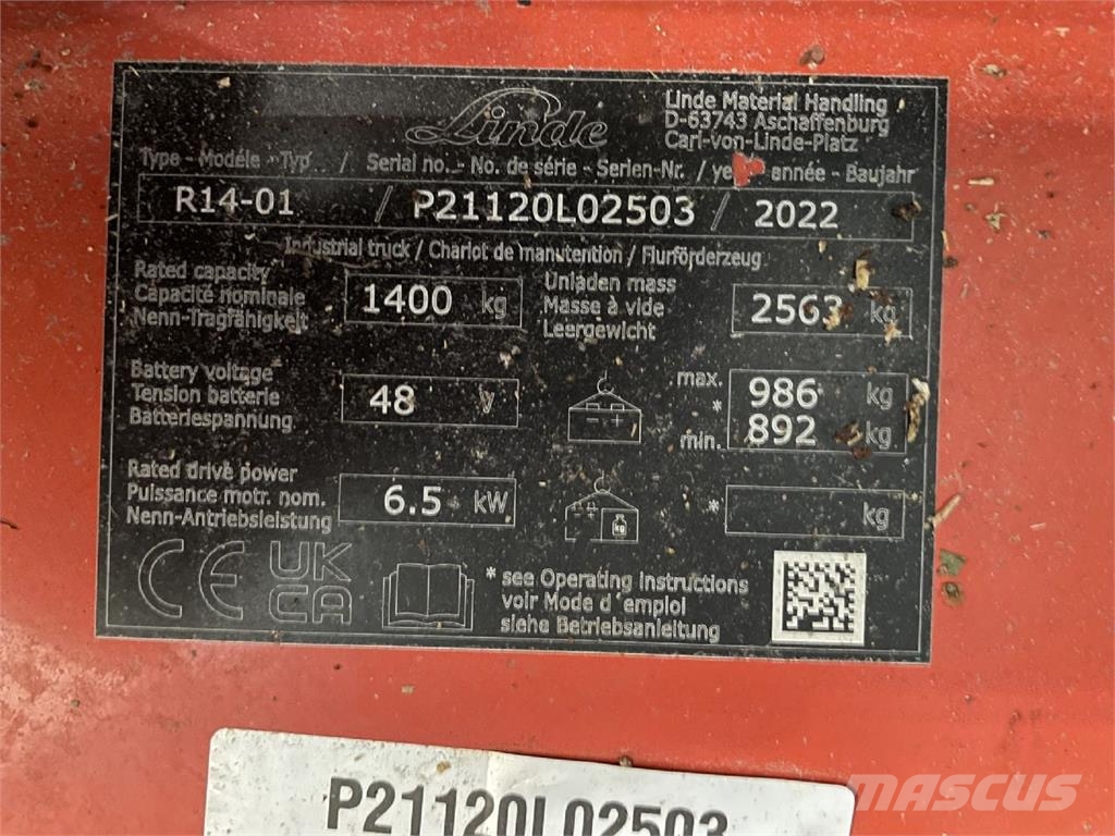 Linde R14-01-1120 Šakiniai krautuvai su prailgintu keltuvu