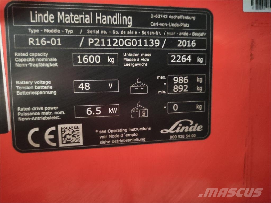 Linde R16-01/1120 リーチフォークリフト