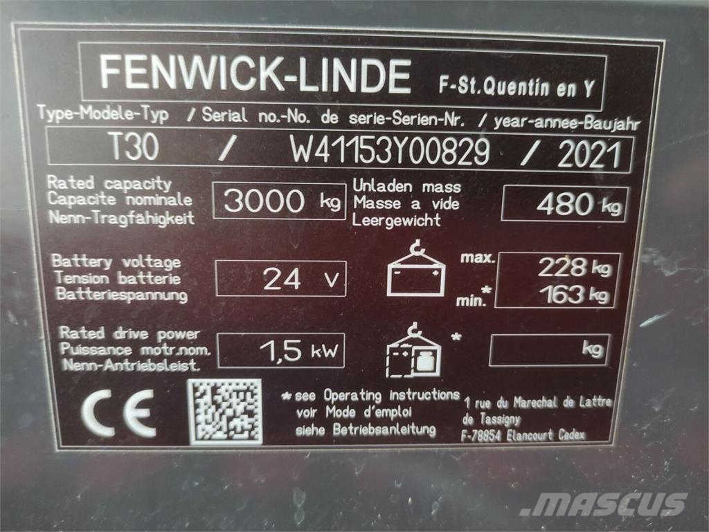 Linde T30-1153 Elektriskie palešu ratiņi