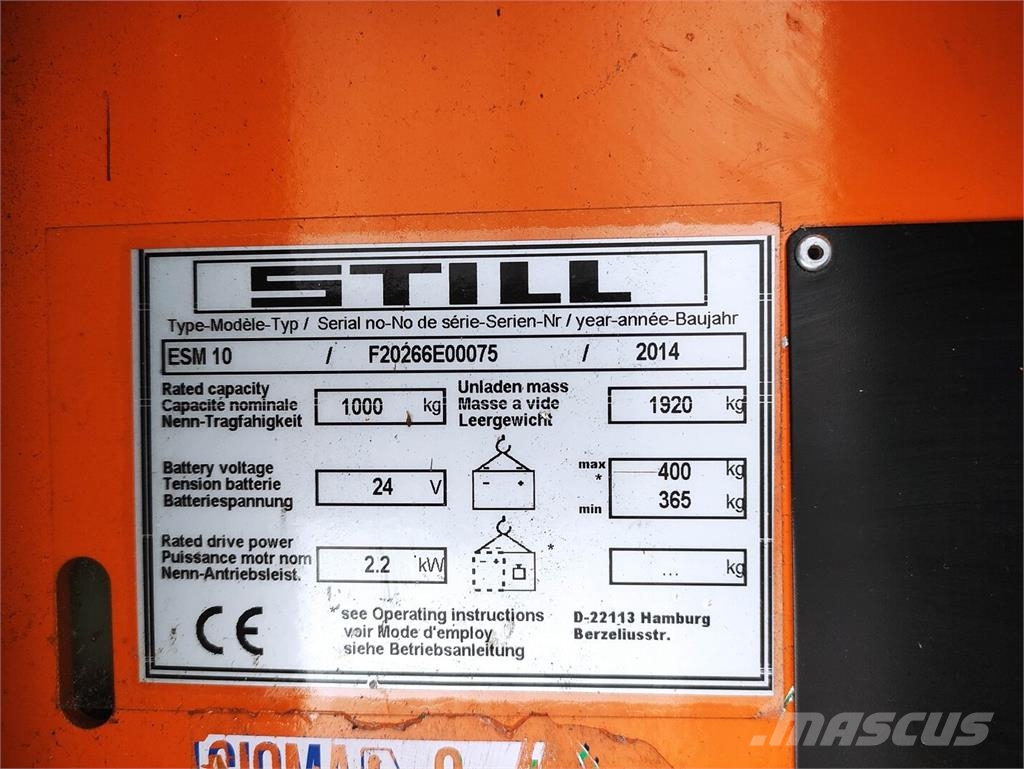 Still ESM 10 (Stand-Hochhubwagen) Gyalogkíséretű targonca