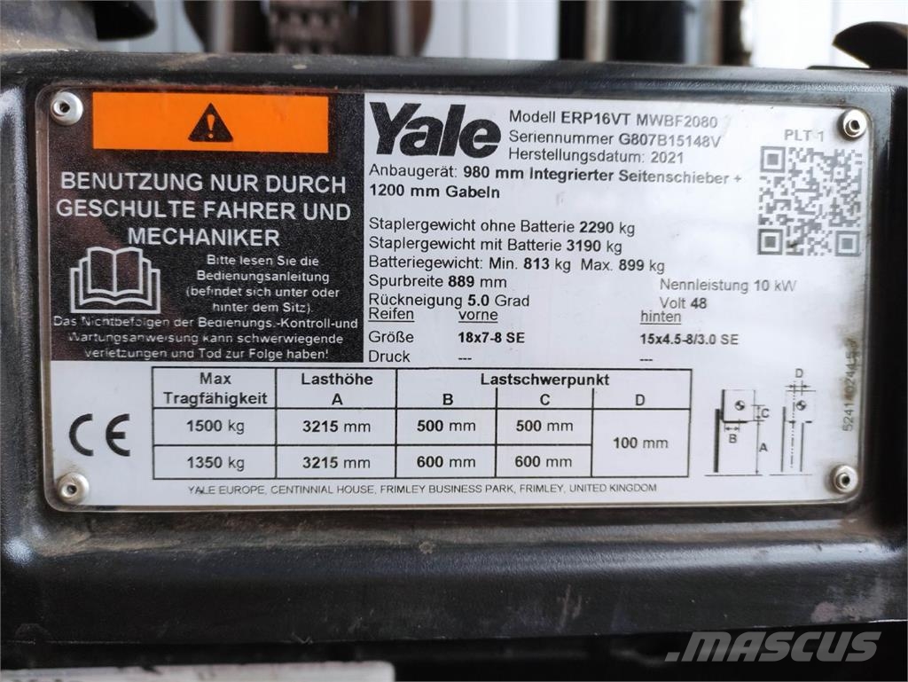 Yale ERP16VT MwBF2080 Electric forklifts