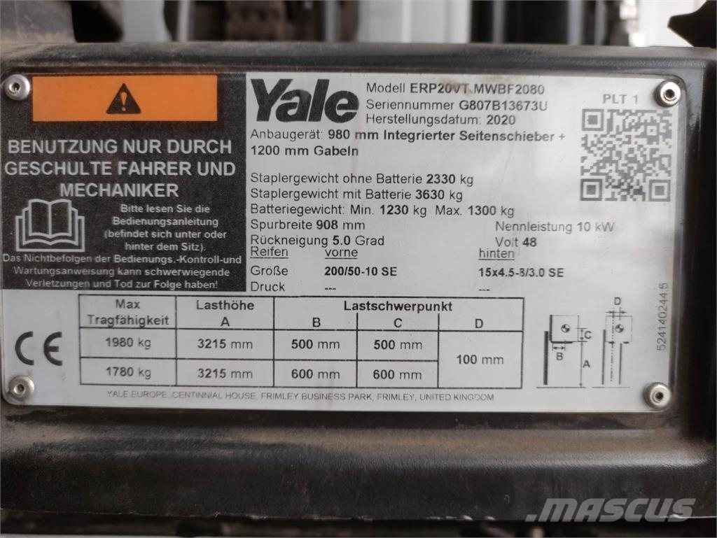 Yale ERP20VT MwBF2080 Electric forklifts